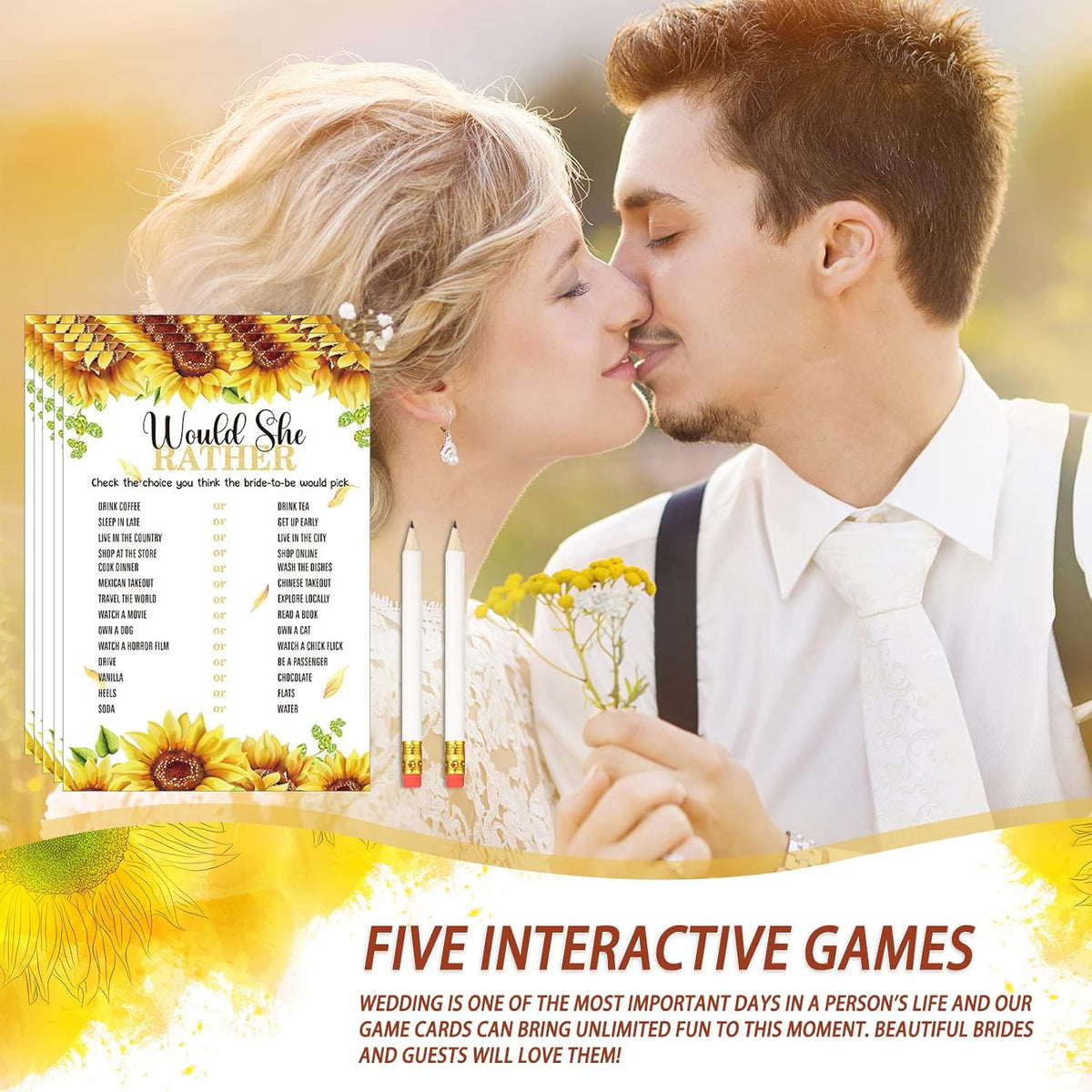 Teling 145 Pieces Bridal Shower Game Bridal Shower Favors Set Wedding Games Cards and Pencils for