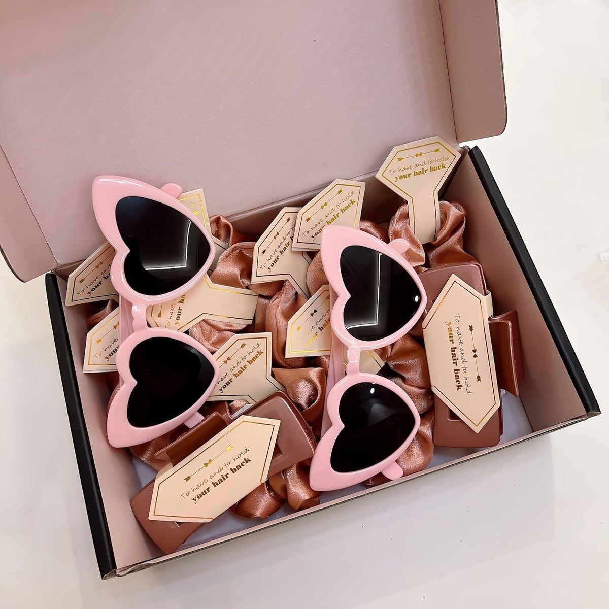 36pcs Bridesmaid Scrunchies Proposal Gifts Bachelorette Hair Claws Clips Girls heart sunglasses for