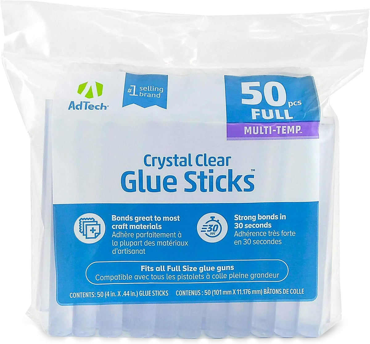 AdTech Crystal Clear Hot Glue Gun Sticks (W220-14ZIP50) ??Full Size Hot Glue Sticks. All-purpose
