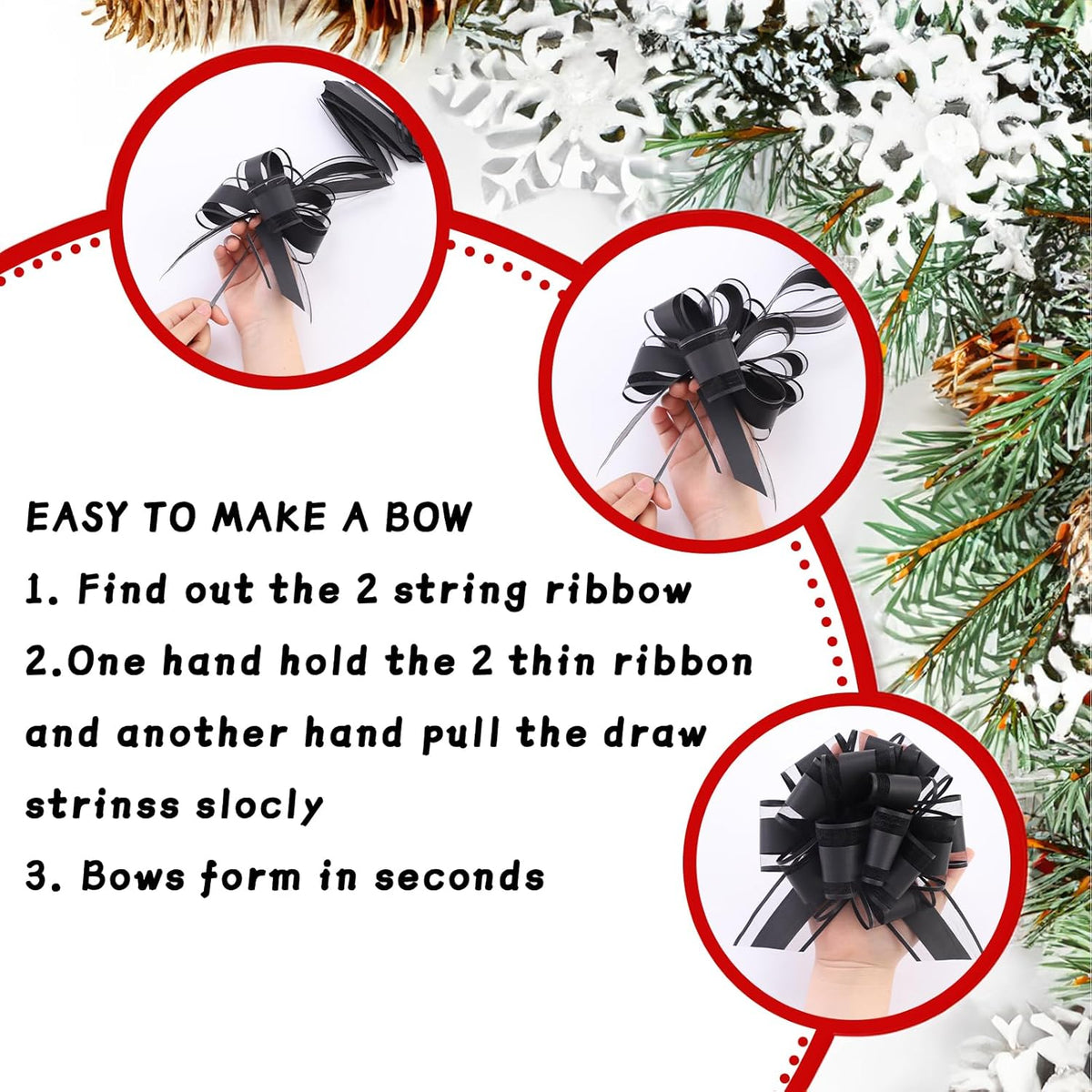 40 Pieces 6 Inches and 3 Inches Pull Bow Wrapping Pull Bow Ribbon Pull Bows for Wedding