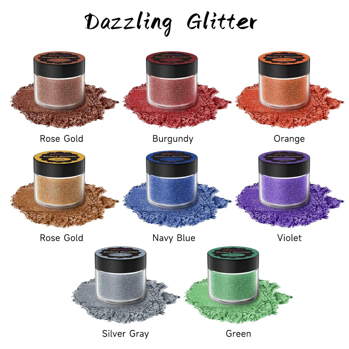 Cakestar Edible Glitter, 8 Colors Edible Luster Dust, Edible Glitters for Drinks, Food Shimmer Dust