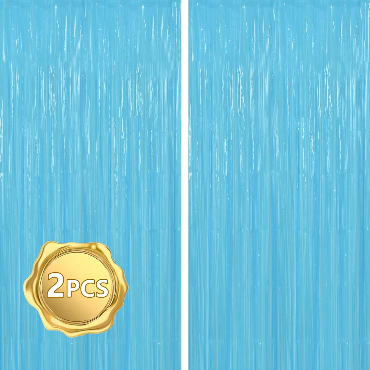 BEISHIDA 2Pcs Light Blue Door Streamer Fluorescent Blue Backdrop Blue Foil Fringe Curtains Tinsel