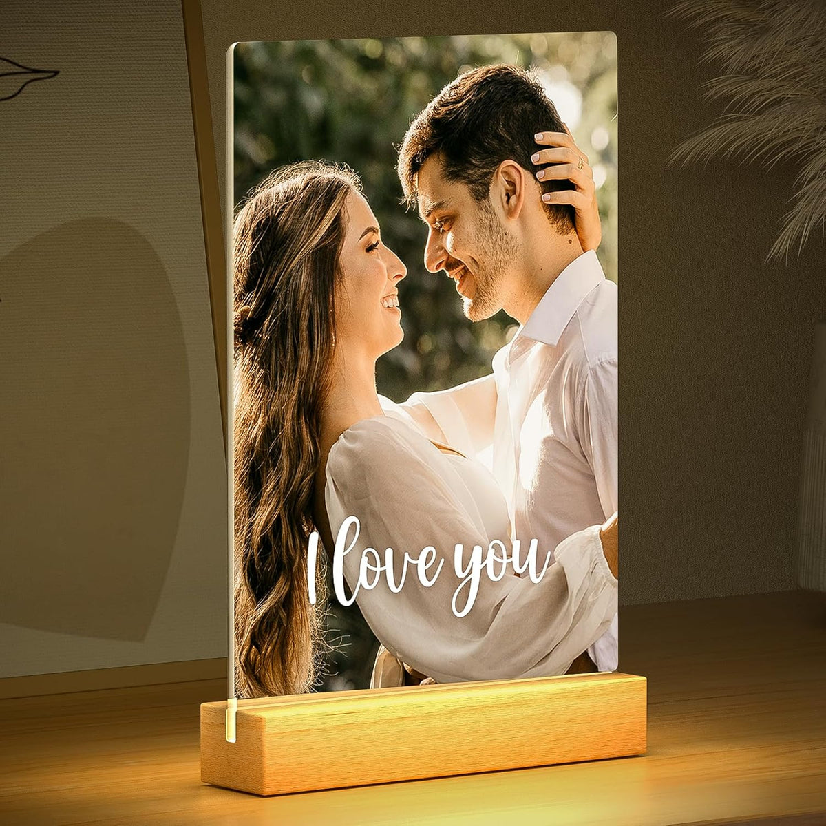 Custom Picture Frames with Photo, Personalized Photo Frame with Night Light, Customized Picture