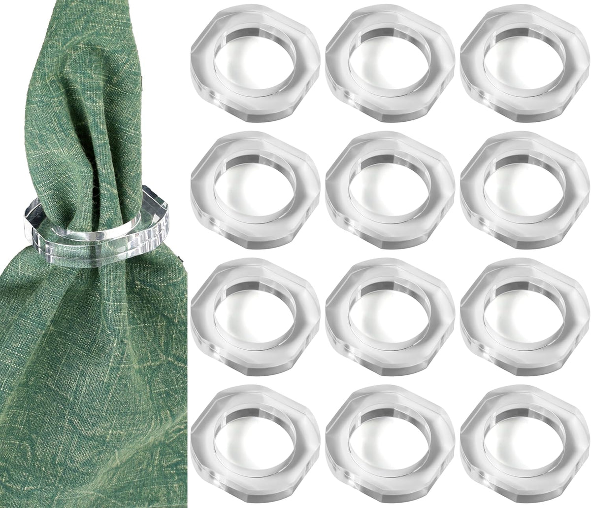 Clear Napkin Holder, Napkin Rings Set of 12, Fall Thanksgiving Christmas Napkin Rings, Festival