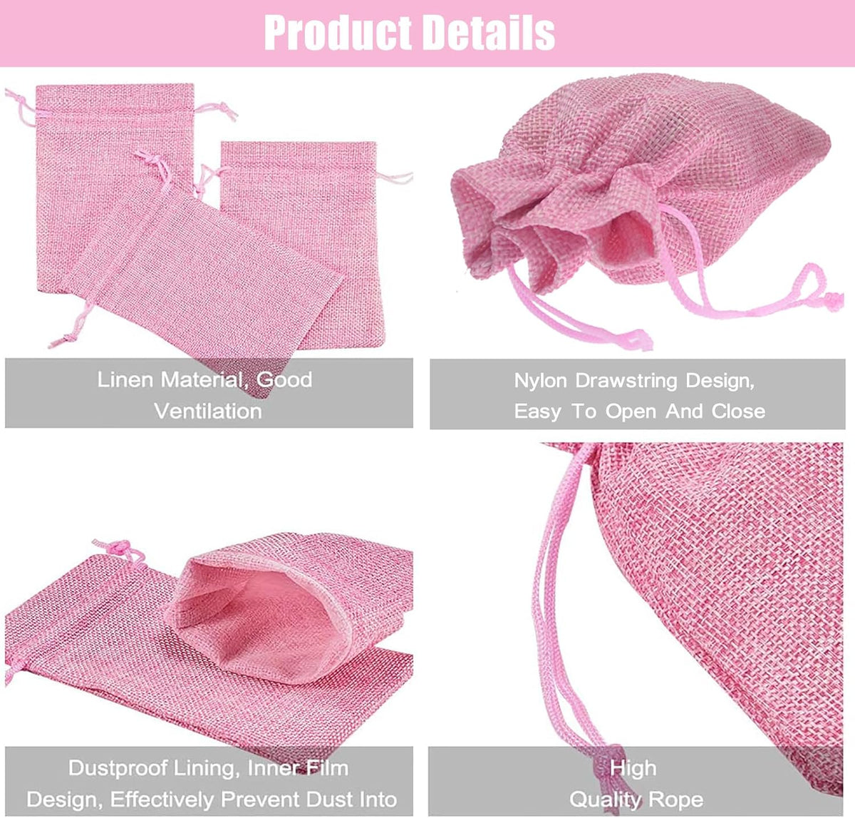20Pcs Burlap Bags with Drawstring, Burlap Gift Bag Linen Jewelry Pouches for Christmas Wedding