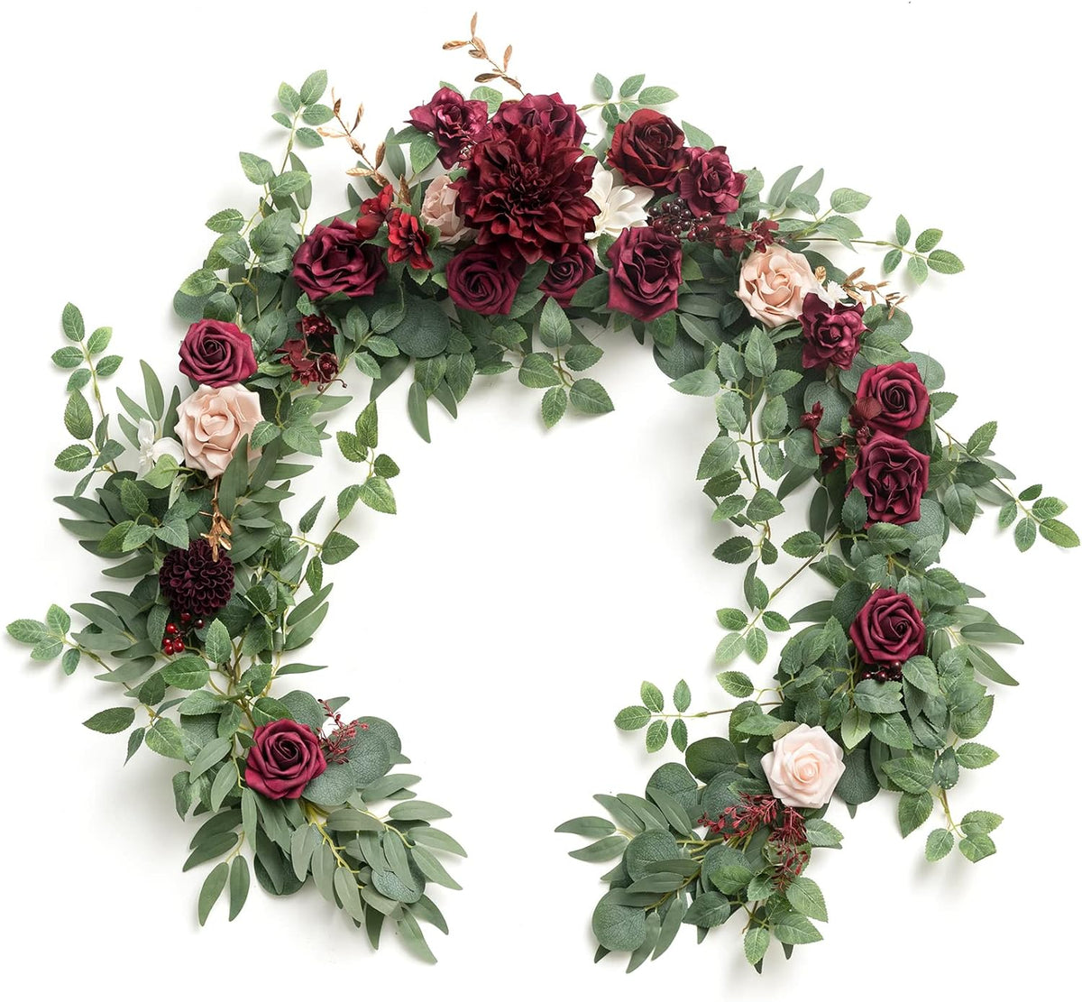 Ling's Moment Flower Garland - 6FT Eucalyptus & Rose - Sweetheart Table Decor for Wedding