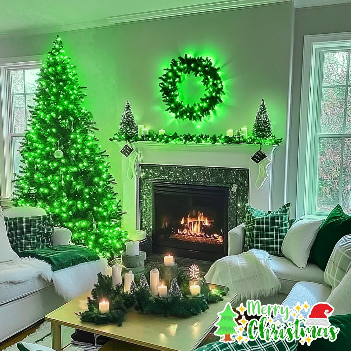 JMEXSUSS 500 LED Green Christmas String Lights Indoor Outdoor, 8 Modes 163 FT Green Halloween