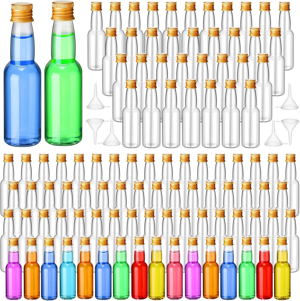 120 Pcs Mini Liquor Bottles Airtight Shot Miniature Empty Plastic Alcohol Spirit Shot Bottles with