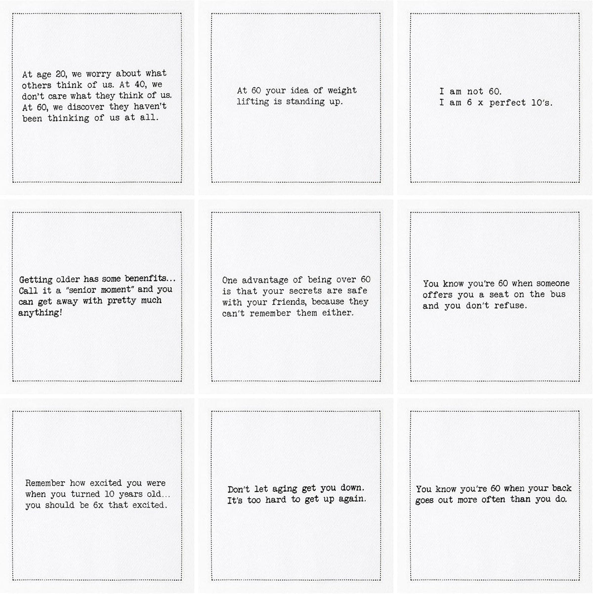 Five Star Napkins 60th Birthday Quotes White Cotton Cocktail Napkins, Beverage Napkins, Bar