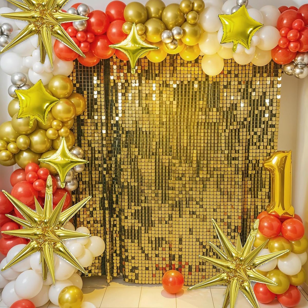 Gold Star Balloon,16Pcs Star Foil Balloons Set with 22Inch Explosion Spike Cone Balloons and 10Inch