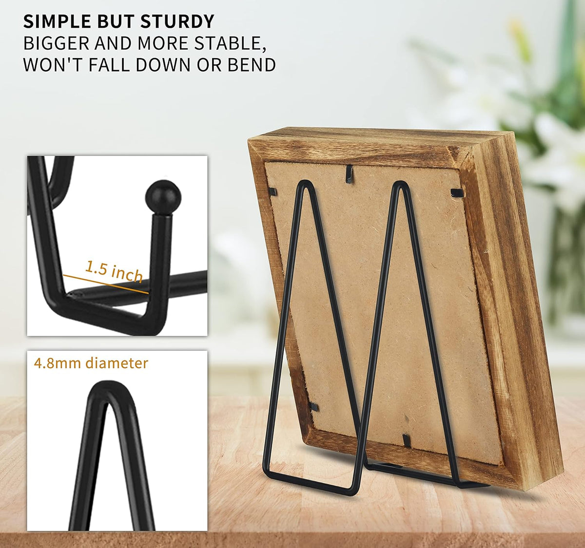 Decolore 8 Inch 5 Pack Black Metal Display Stands Plate Stand Plate Holder Display Stands for