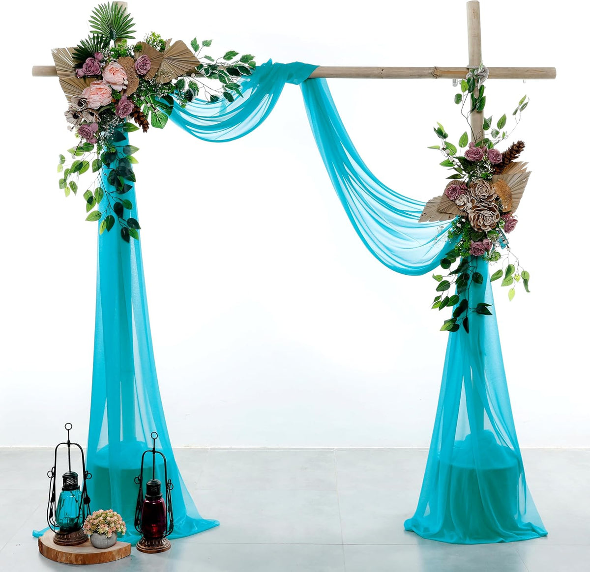 VDS Pack of 2 Panel (30 Inch X 30 Feet) Wedding Arch Draping Fabric Sheer Chiffon Fabric Drapery