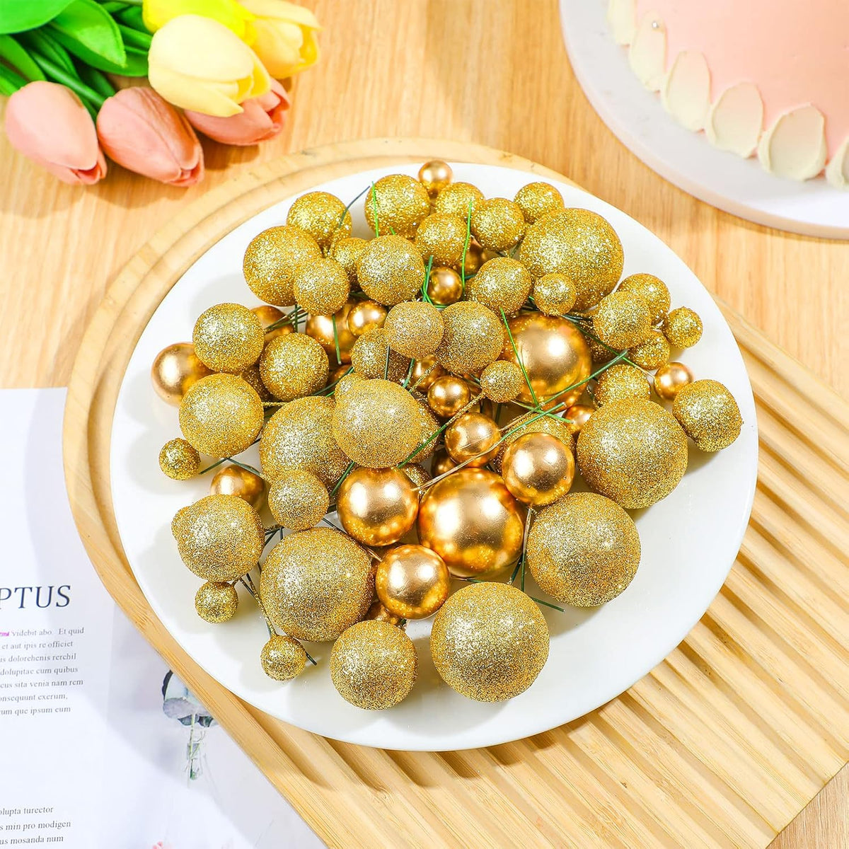108 Pcs Balls Cake Topper DIY Cupcake Insert Foam Balloons for Cake Baking Wedding Anniversary