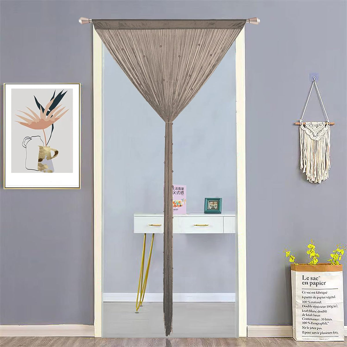 Beaded Doorway Curtain Door Beads Dense String Curtains Fringe Hippie Perfect for Wall Hanging