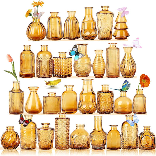 Glass Bud Vases,Small Vase for Flower,Vases for Centerpieces,Vintage Mini Vases for Wedding