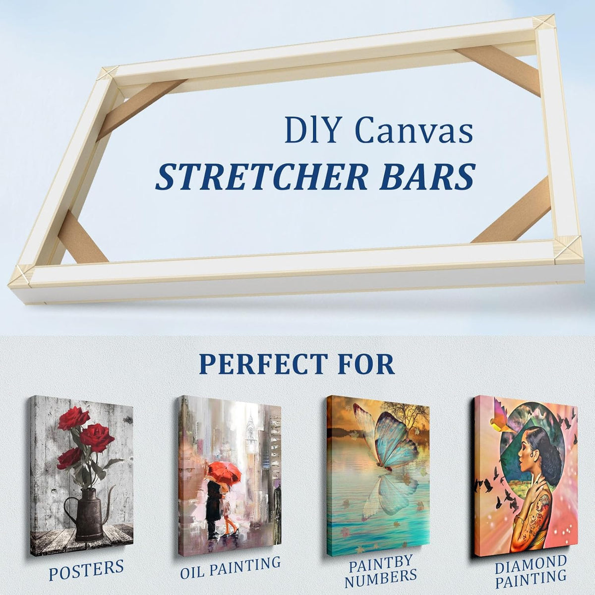 4pcs DIY Wooden Canvas Stretcher Bars Canvas Frame Kit for Gallery Wraps ??Sturdy Solid Wood Bars