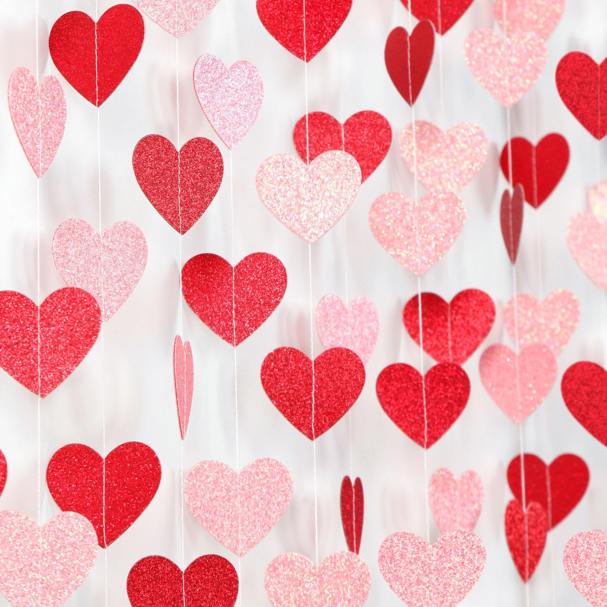 Red Pink Party-Decorations Heart Garland - 52ft Streamers Paper Banner,Proposal Anniversary