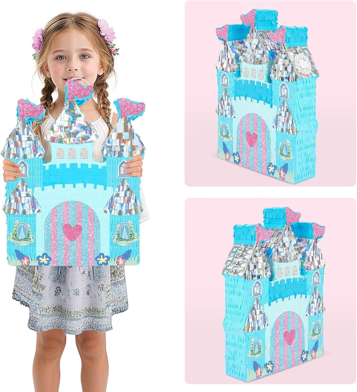 WERNNSAI Princess Castle Pinata - Ice Castle Pinata Blue Princess Party Decorations for Girls