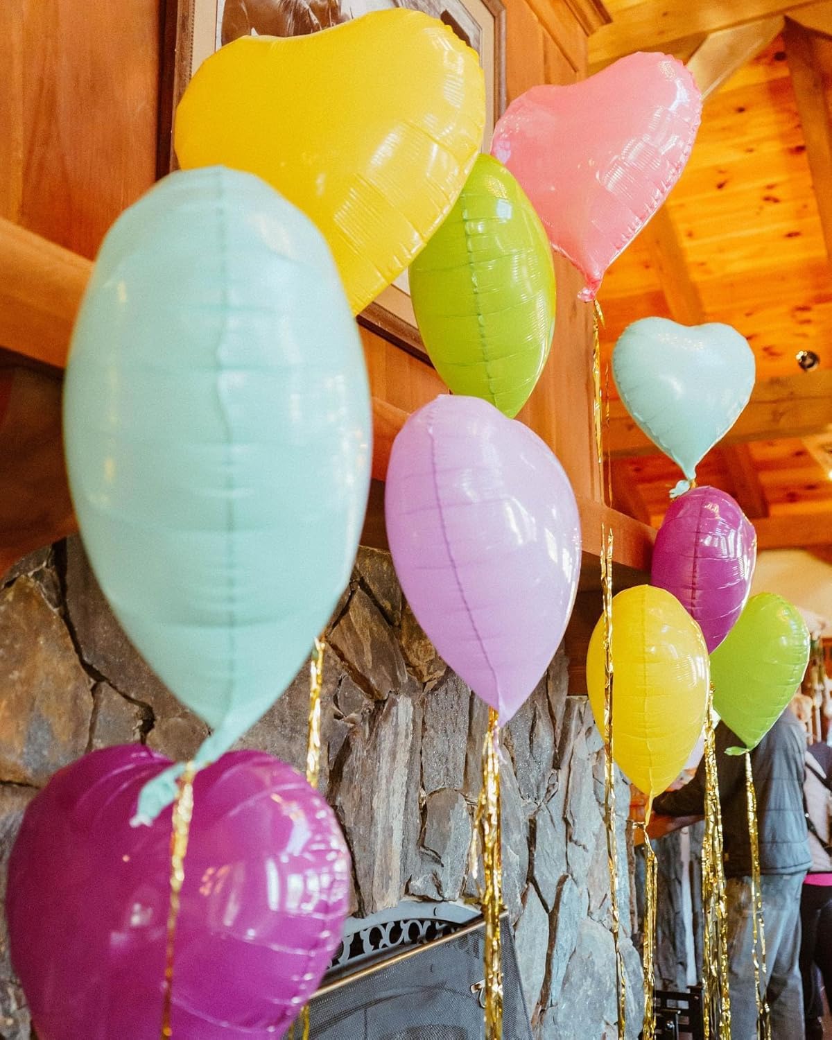 Pastel Colorful Heart Balloons,10Pcs Rainbow Foil Heart Shaped Balloons,18Inch Pink Blue Yellow