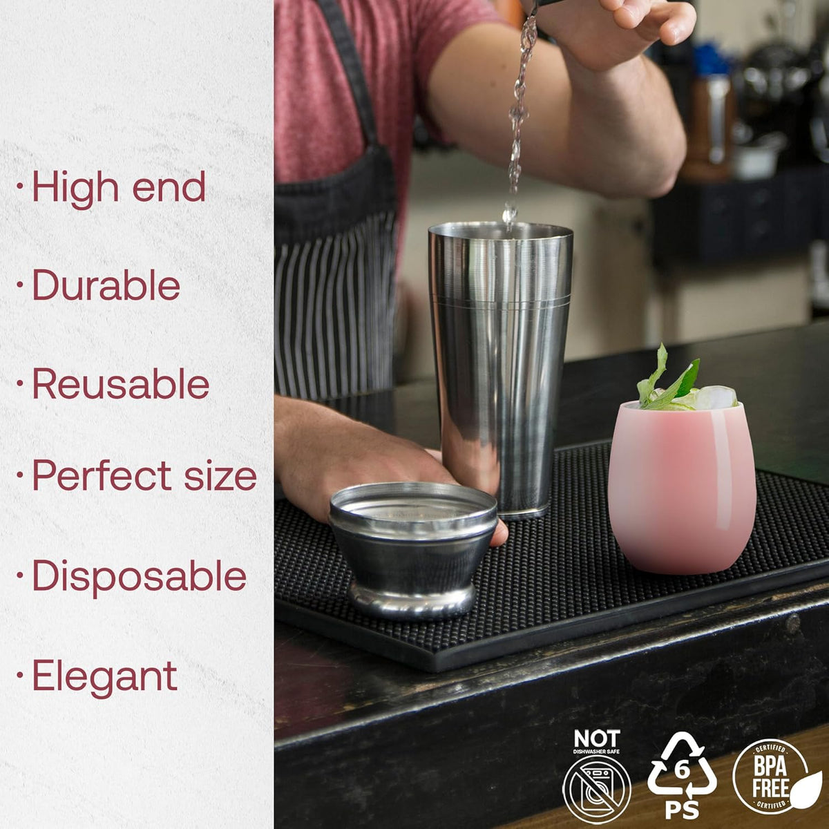 Smarty Had A Party 64 Glasses 12 oz. Solid Pink Elegant Stemless Plastic Wine Glasses, Disposable