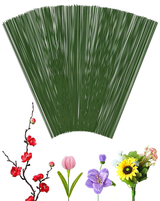 100 PCS 18 Gauge Green Floral Wire Stems for Artificial Flower Making,Flexible Paddle Wires for