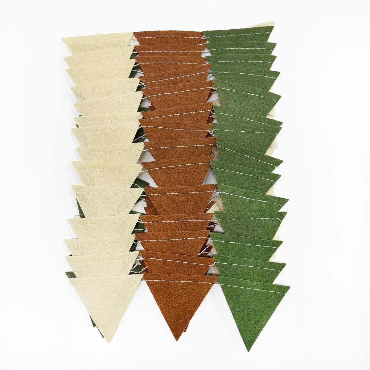 Jungle Party Decoration Sage Green Brown Beige Felt Hanging Triangle Mini Bunting Pennant Banner