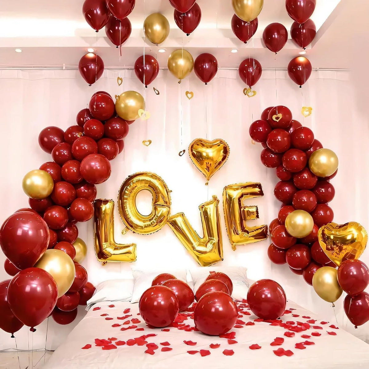 110pcs Ruby Red Balloons 12 Inch Dark Red Latex Balloon Arch Kit for Birthday Baby Shower