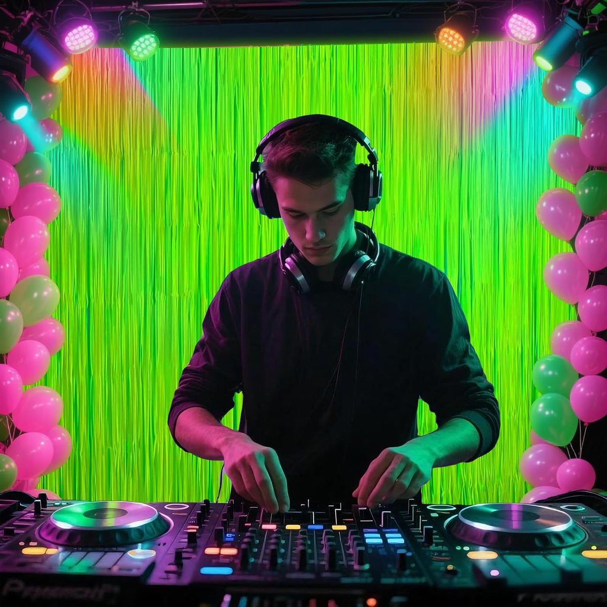 CANREVEL Glow in The Dark Party Supplies, 2 Pack 3.3x6.6 Feet Fluorescent Macaron Yellow Foil