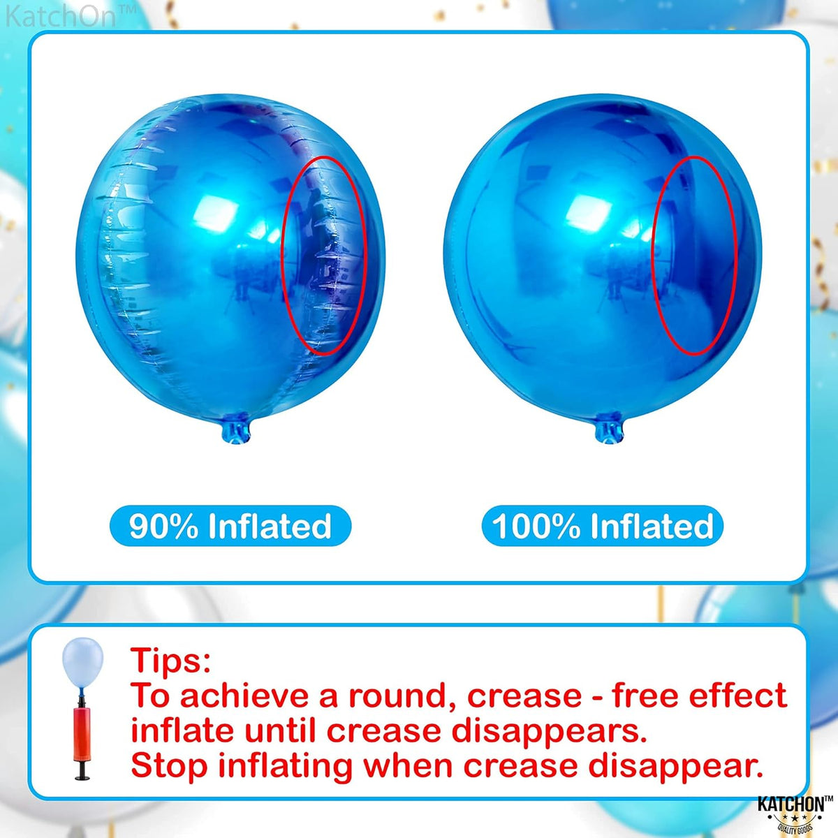 KatchOn, Large Blue Mylar Balloons - 22 Inch, Pack of 6 | Royal Blue Metallic Balloons for Party