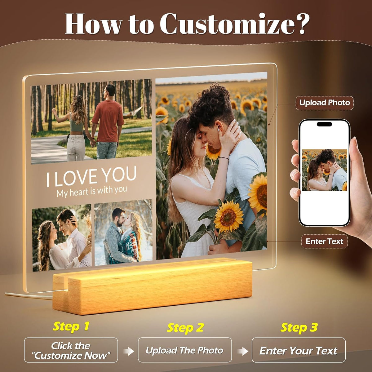 Personalized Anniversary Birthday Gifts for Women & Men, Custom Picture Frames with Photo