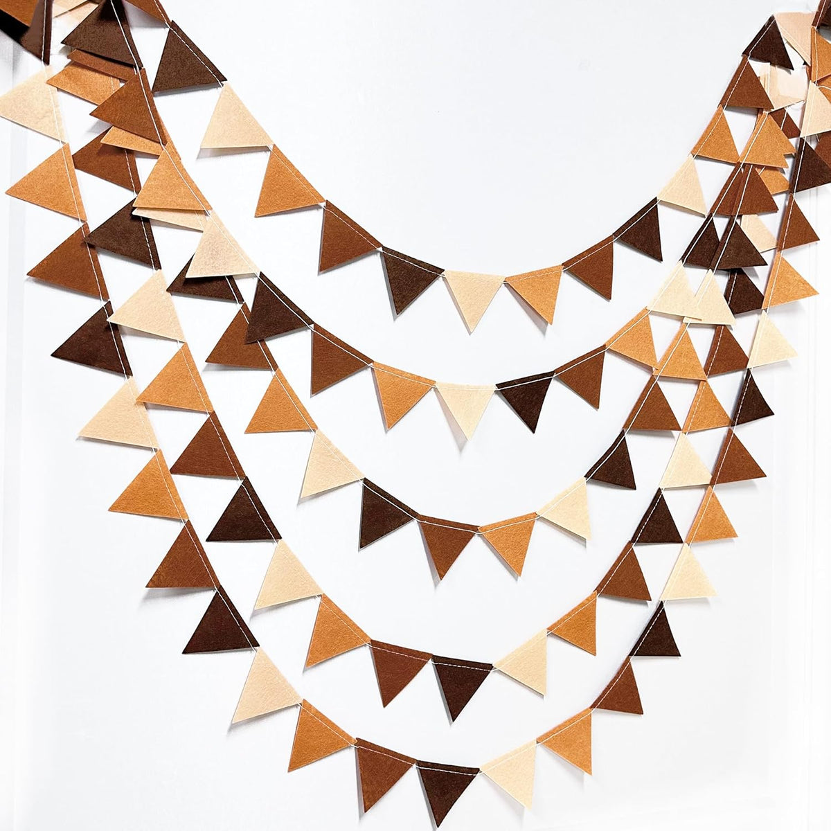 Brown Party Decorations Ombre Brown Felt Hanging Triangle Mini Bunting Pennant Banner Flag for