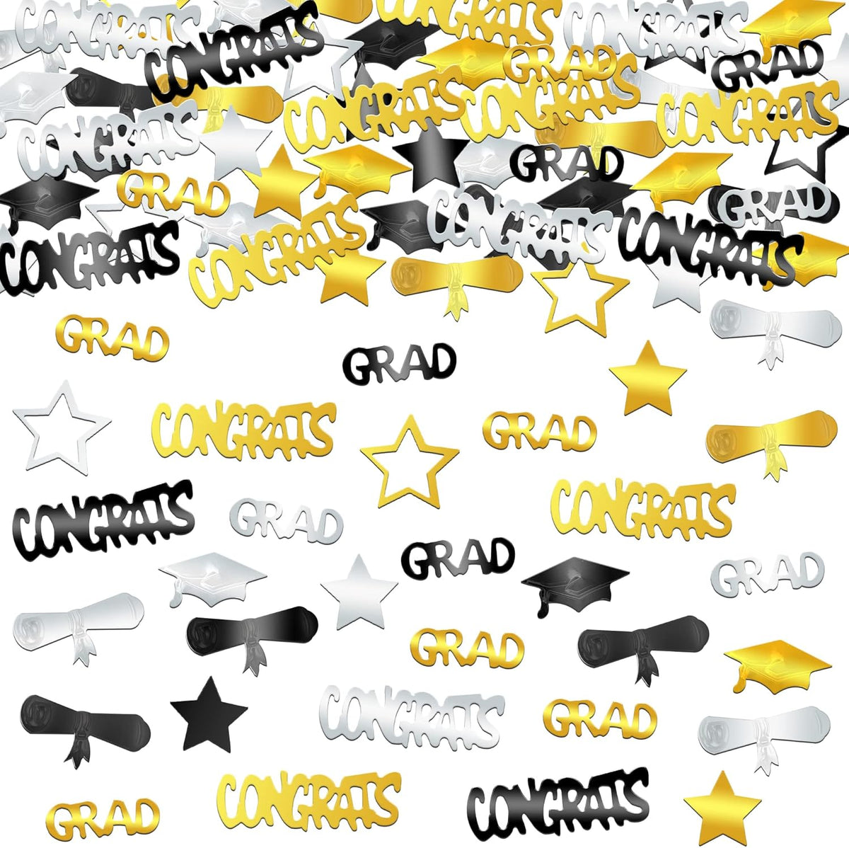 KatchOn, Congrats Grad Graduation Confetti 2025 - Pack of 1000 | Black and Gold Grad Decorations