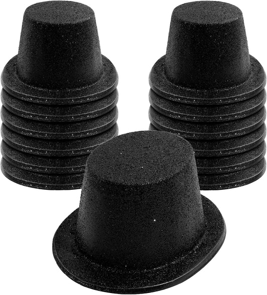 Hillban 12 Pcs Top Hats Halloween Glitter Plastic Retro Disco Party Hats for Halloween Magician
