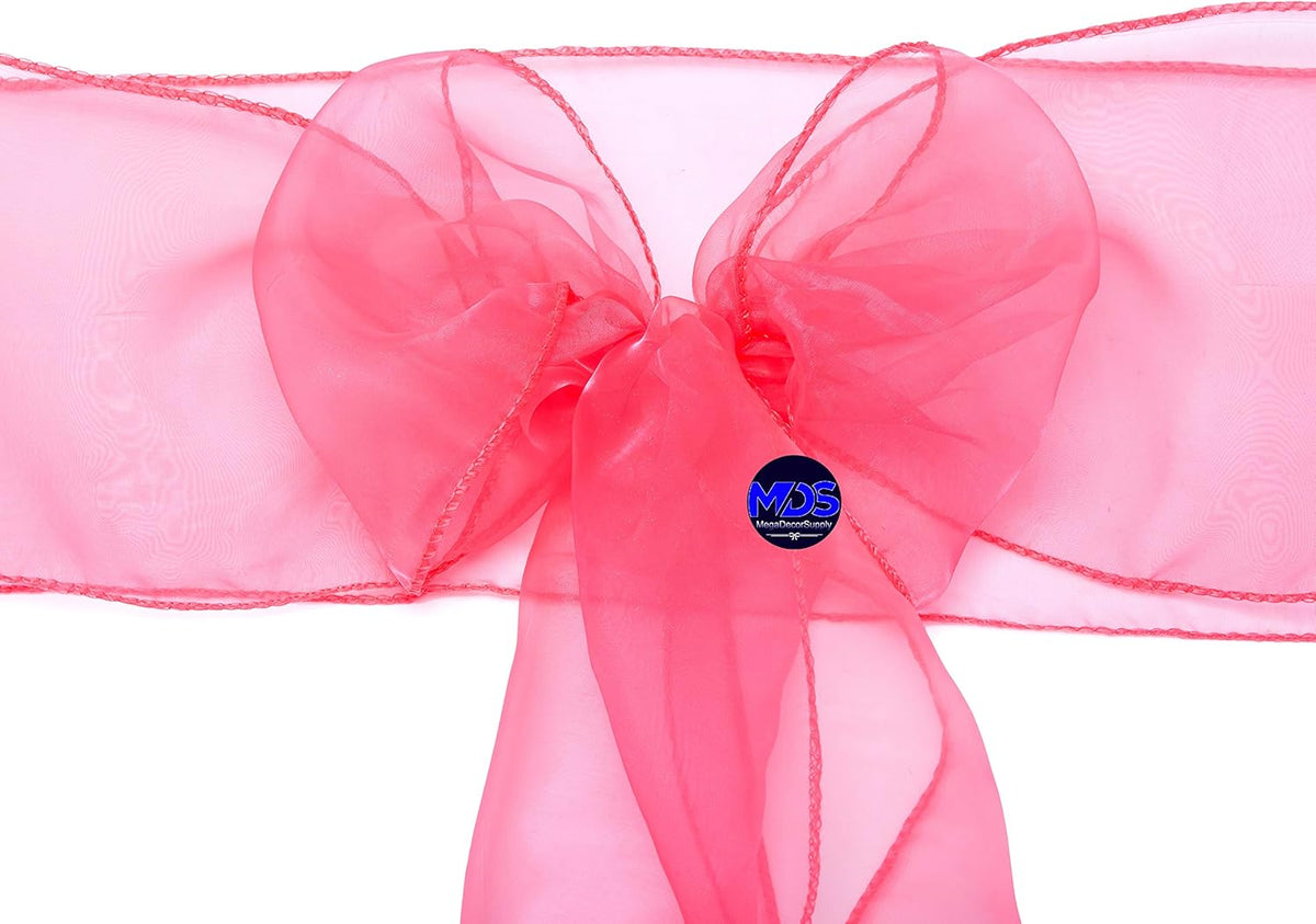 MDS Pack of 300 PCS Organza Chair Sashes Wider Dining Chair Bows Ribbon Tie Back for Wedding Party