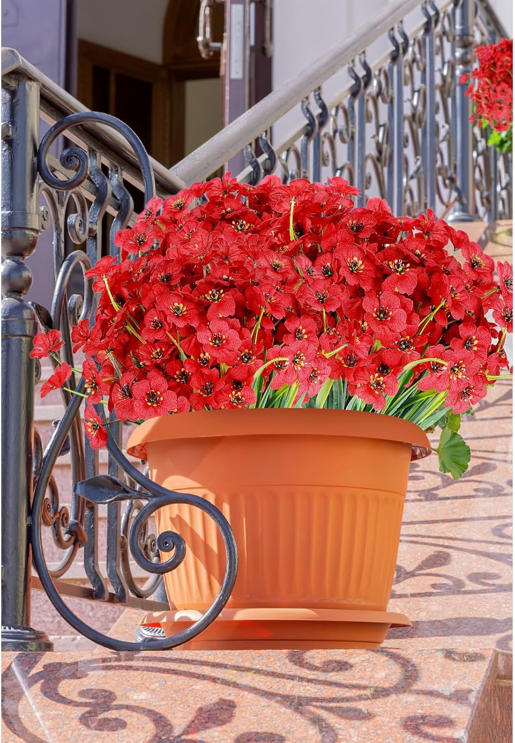 AmyHomie 20 Bundles Artificial Flowers for Outdoor UV Resistant Faux Flowers No Fade Fake Plastic