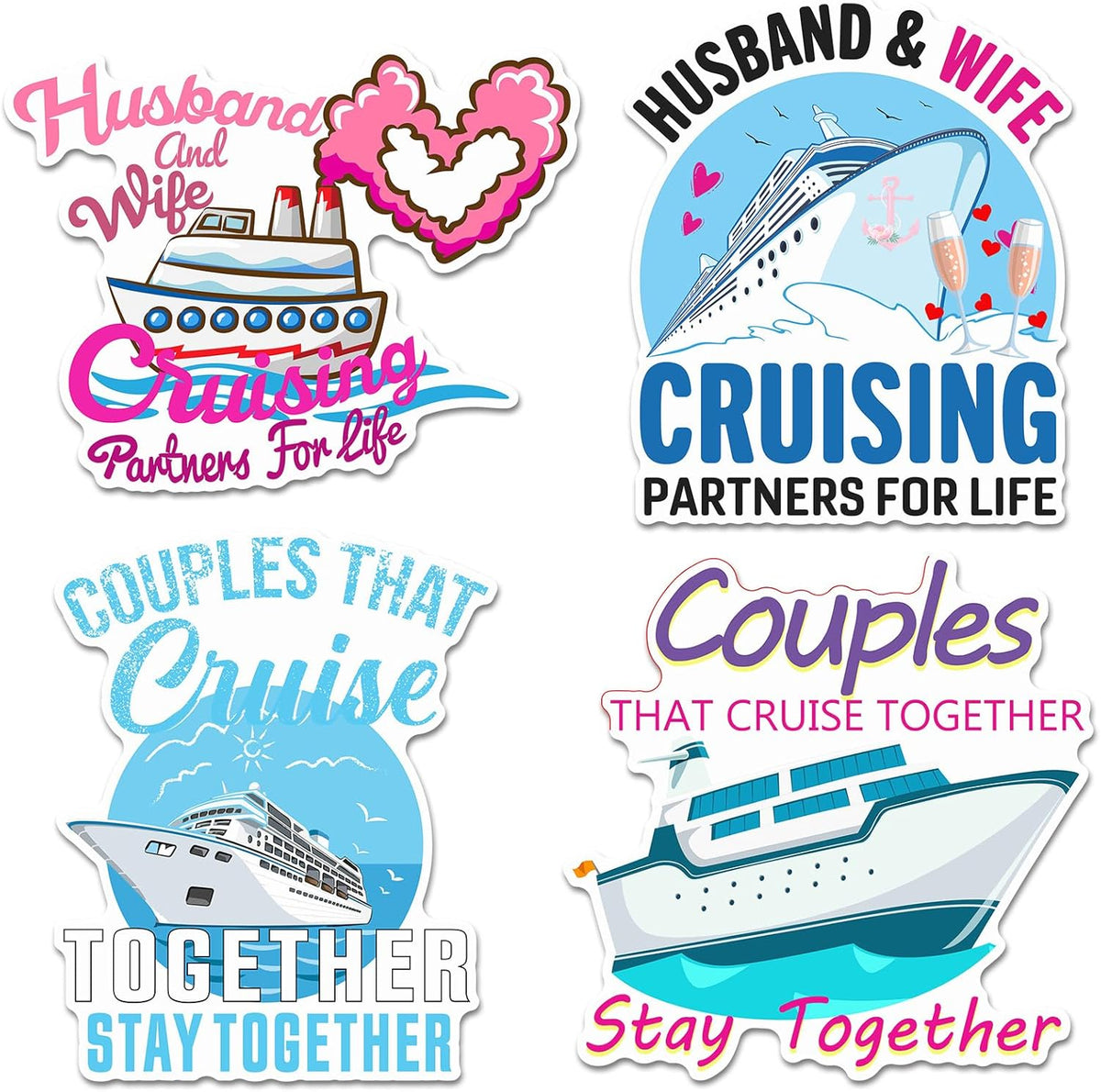 Hoteam 4 Pcs Couples Cruise Door Decorations Magnetic Husband and Wife Cruise Ship Door Funny