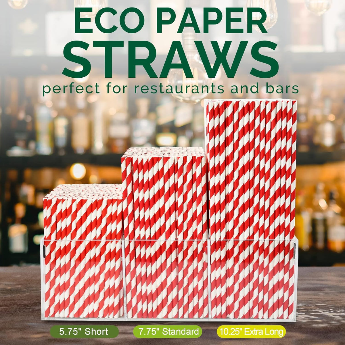Extra Long Paper Straws 10 Inch - Biodegradable Disposable Long Drinking Straws - Red/White