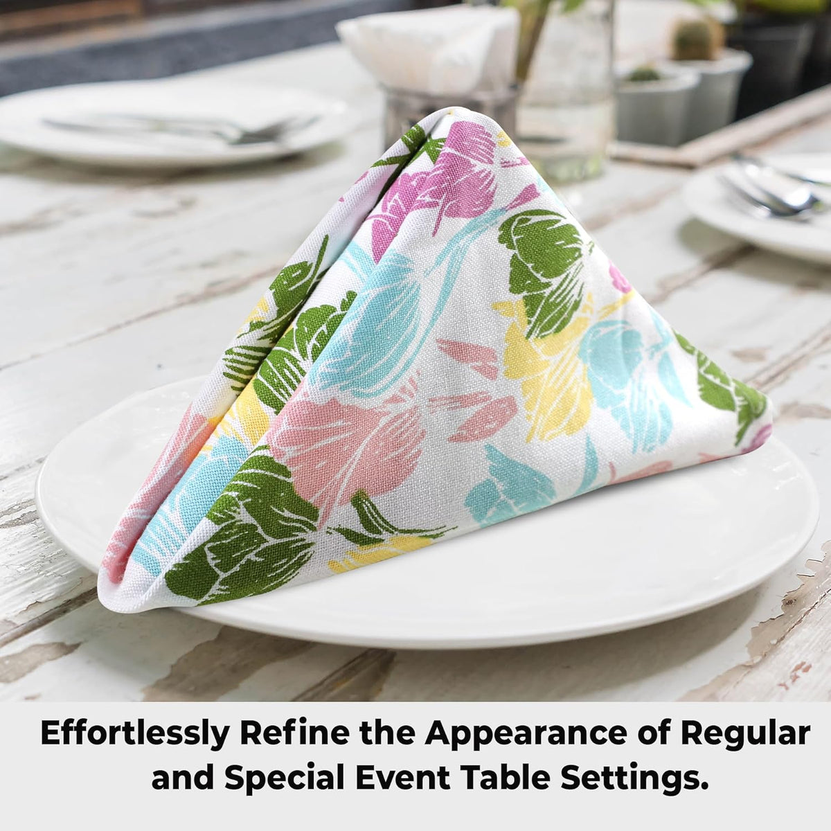 Urban Villa Easter Cloth Napkins Tulip Print 100% Cotton Absorbent Dinner Napkins (Set of 12)