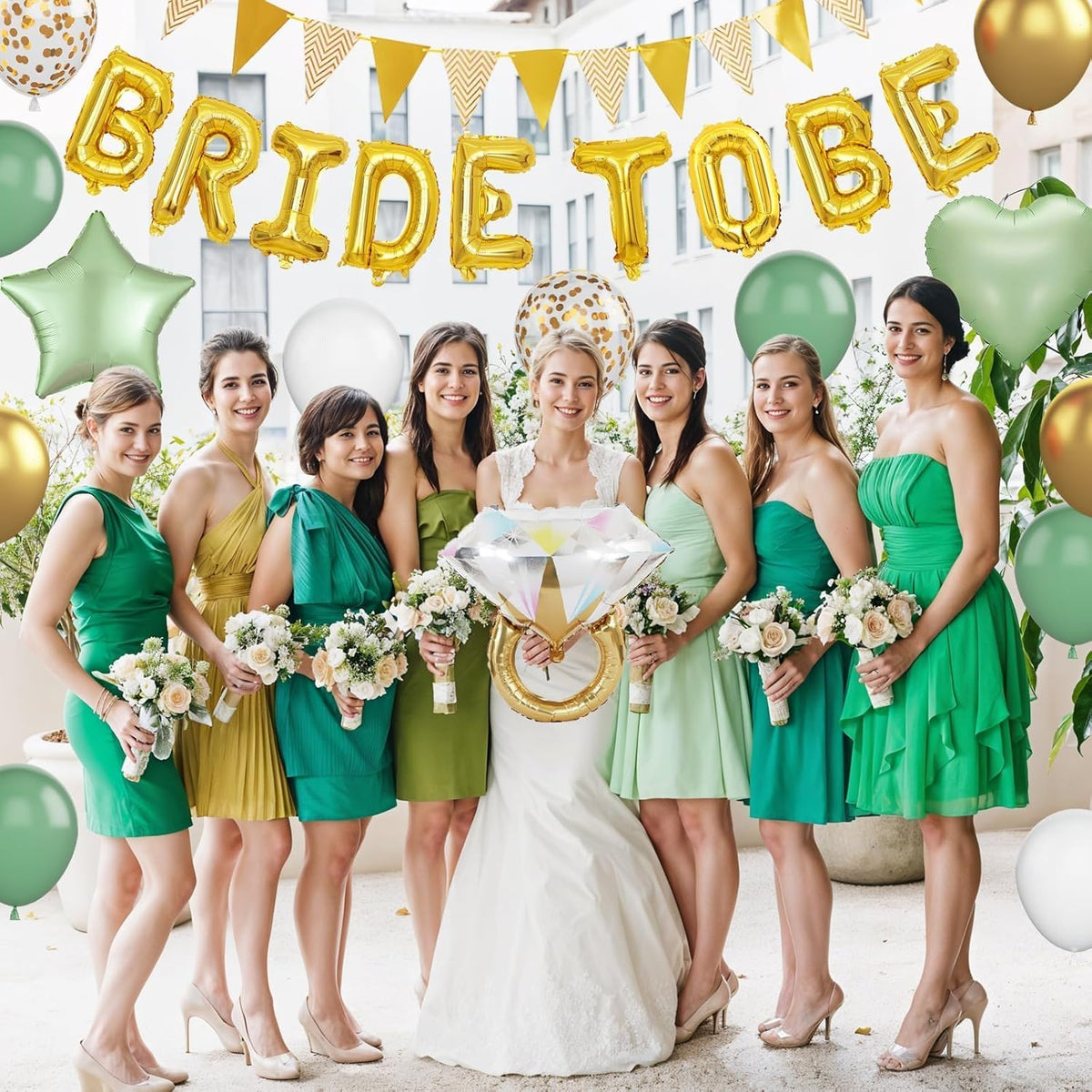 Bridal Shower Decorations Sage Green,Bachelorette Party Decor with Bride To Be Letter Balloons