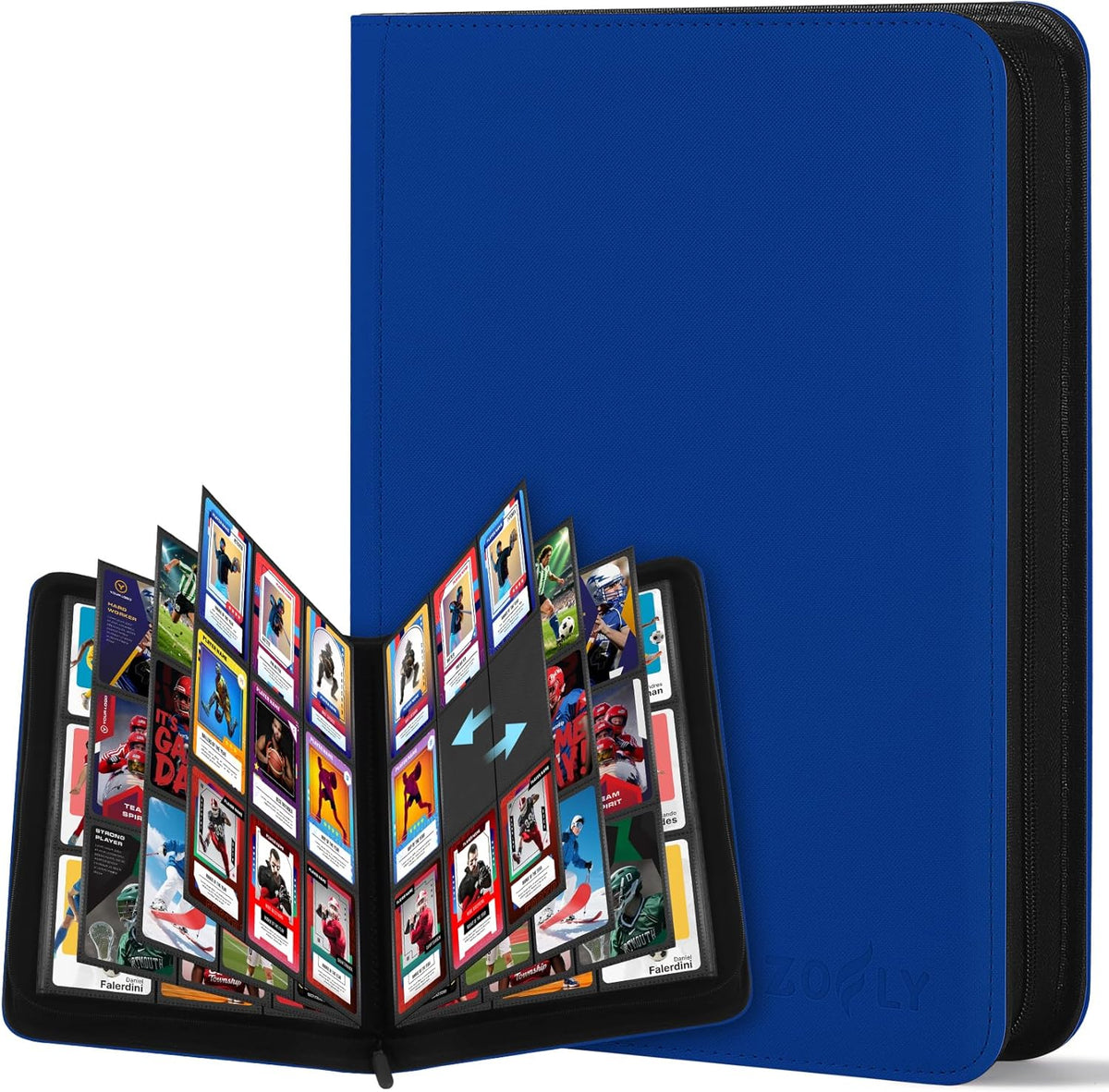 9 Pocket Trading Card Zip Binder, 30 Pack Side-Loading Card Album, Ringless Card Binder with