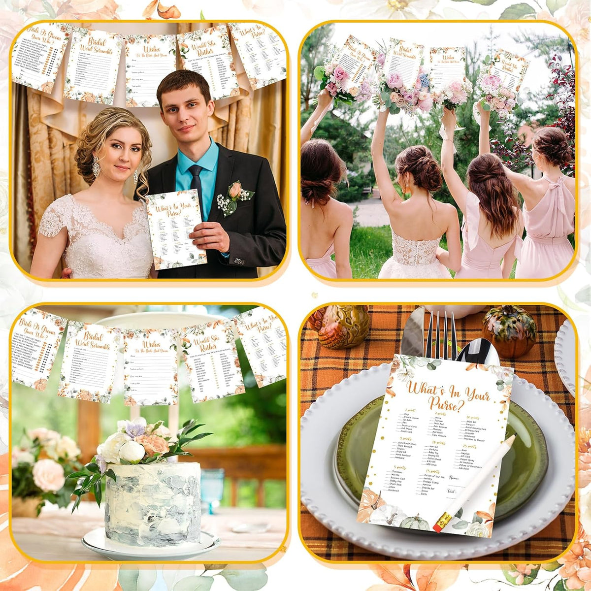 Teling 145 Pieces Bridal Shower Game Bridal Shower Favors Set Wedding Games Cards and Pencils for