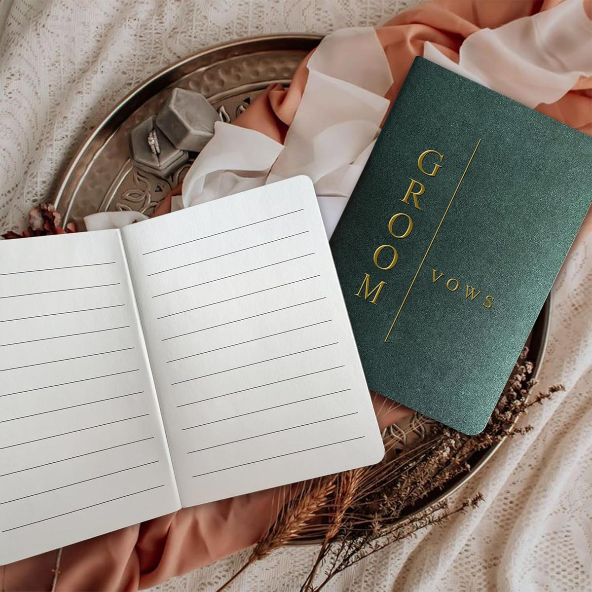 Vow Books His and Hers Wedding Vow Books Bride and Groom with Soft Touch Gold Foil Engraving