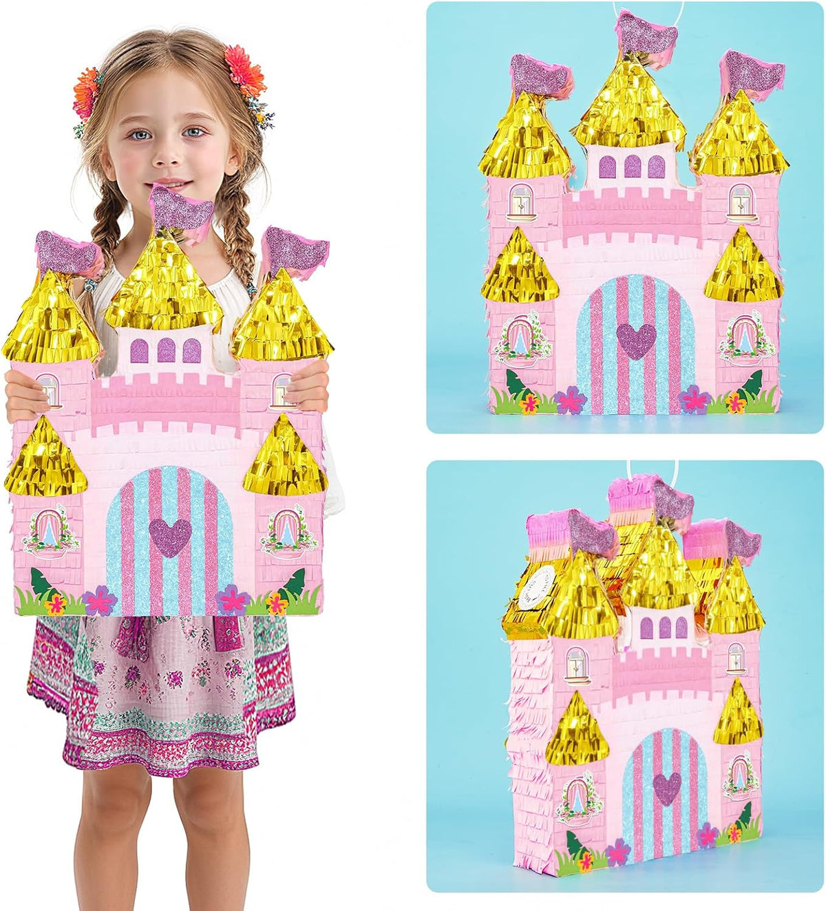 WERNNSAI Princess Castle Piñata - Princess Birthday Party Decorations Pink Princess Piñata with