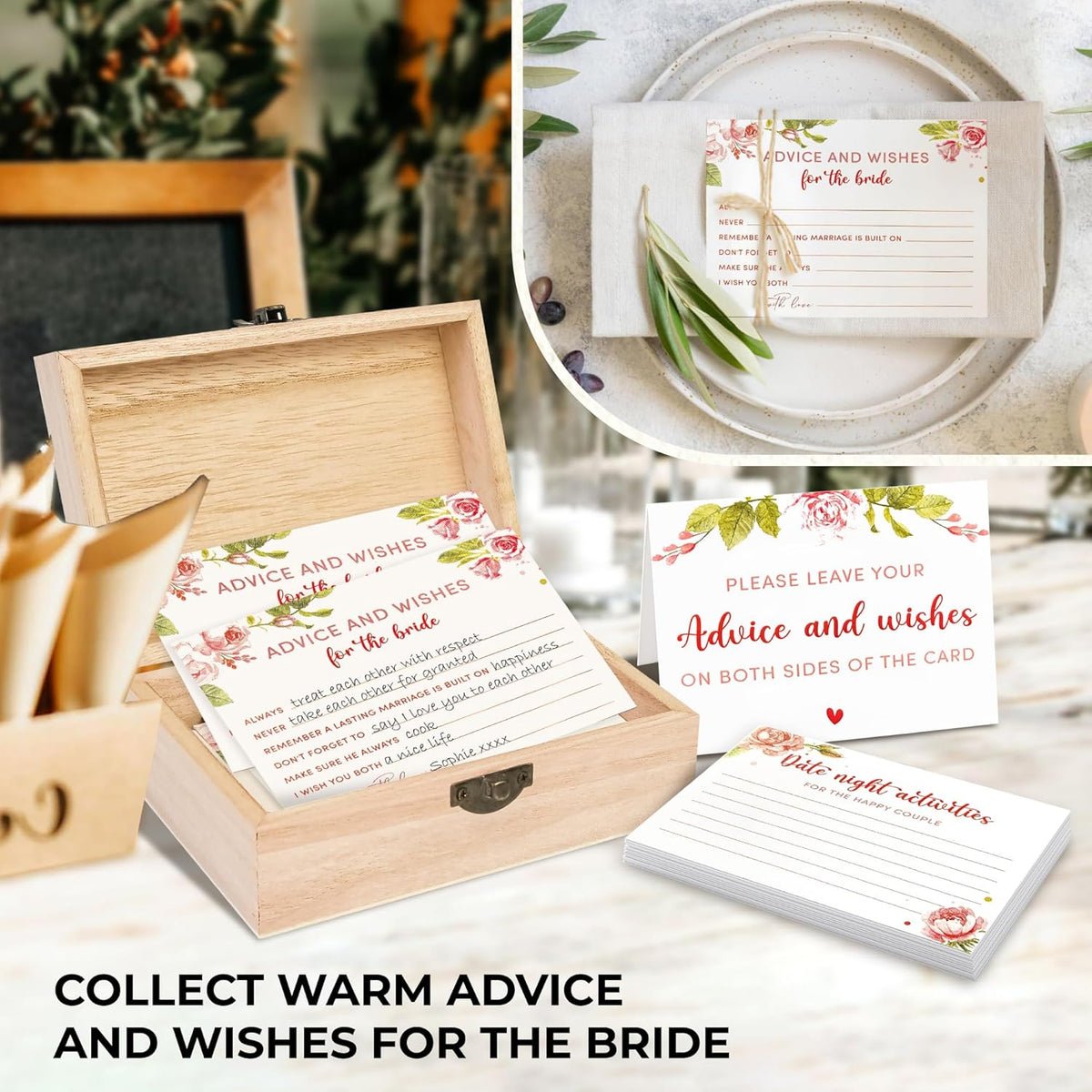 Advice For The Bride Cards - 50 Pcs Wedding Advice Cards For Bridal Shower Decorations, Marriage