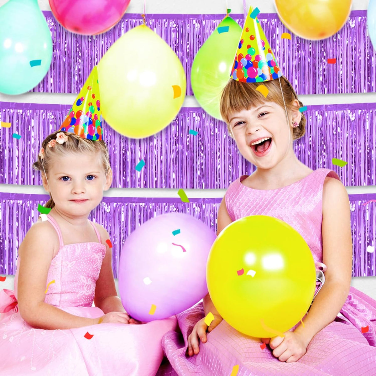 4 Pack 10 Feet Light Purple Foil Fringe Garland Metallic Tinsel Streamers Banner Wall Hanging