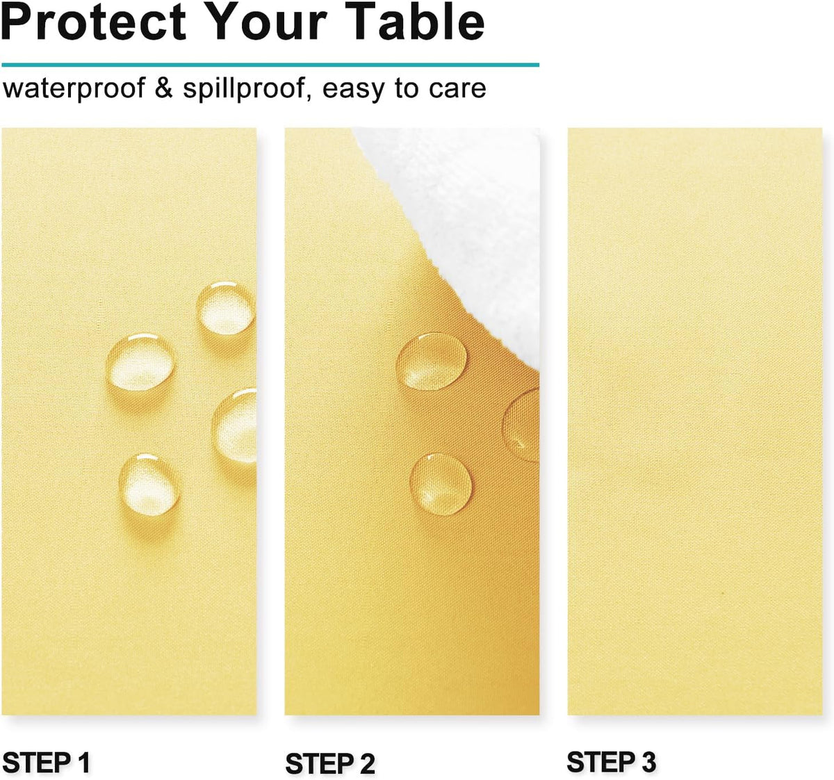 Hiasan Light Yellow Rectangle Tablecloth - 30 x 60 Inch - Waterproof & Wrinkle Resistant Washable