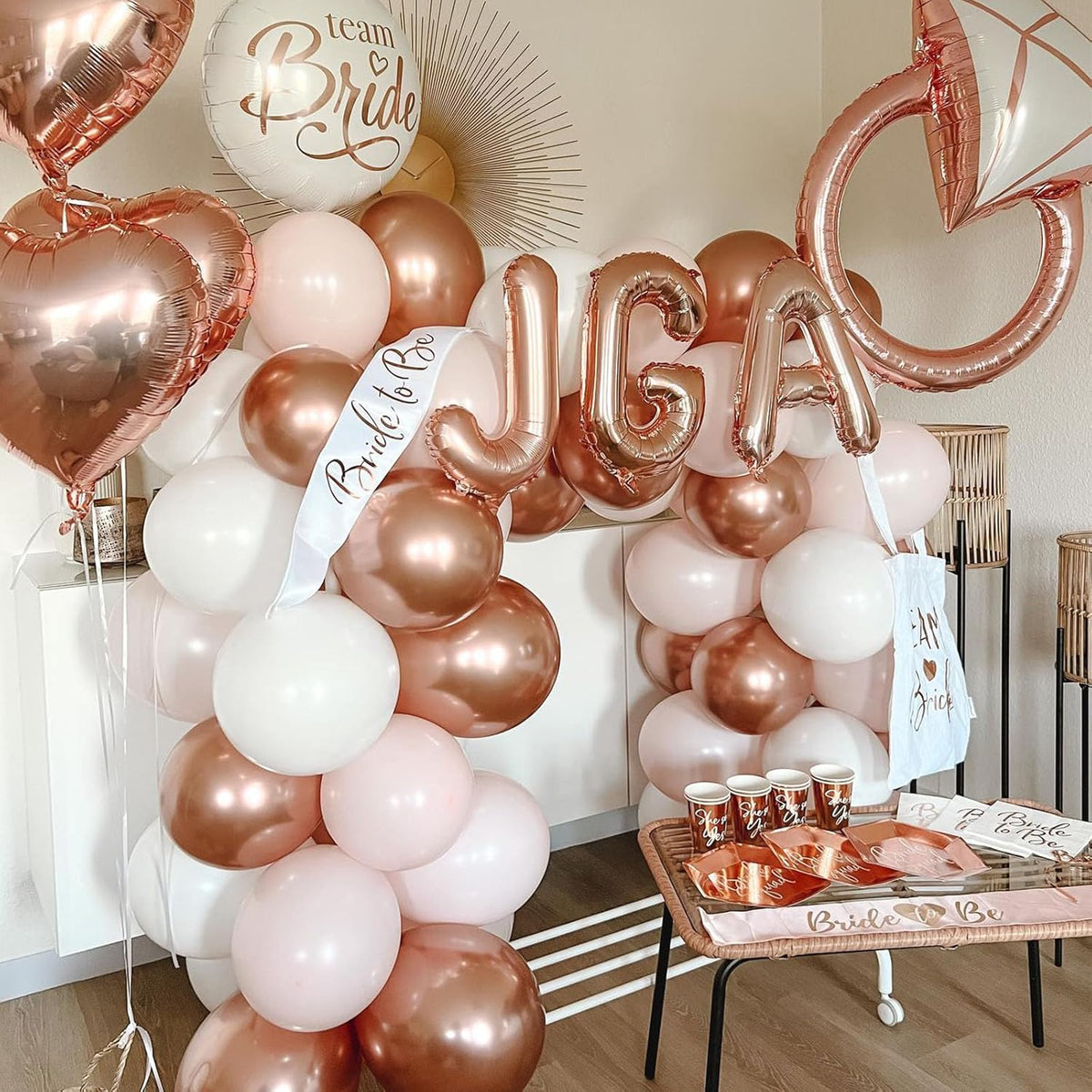 Paready Rose Gold and White Latex Balloons, 60 Pcs 12 Inch Metallic Gold Confetti Balloons with