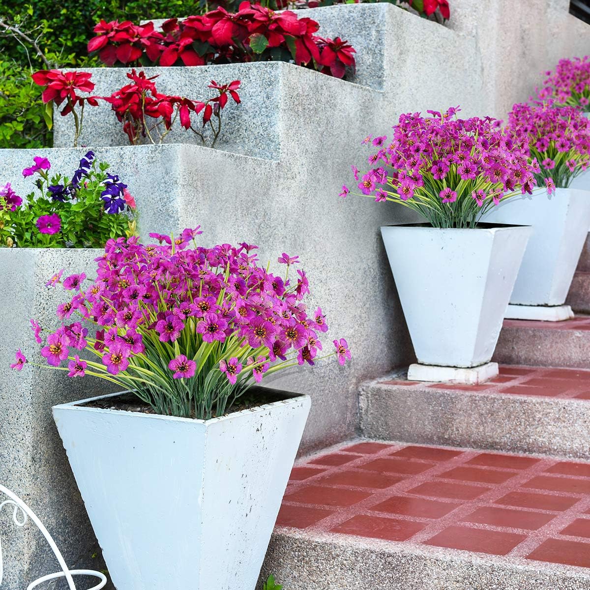 20 Bundles Artificial Flowers Outdoor UV Resistant Fake Flowers No Fade Faux Plastic Plants Garden