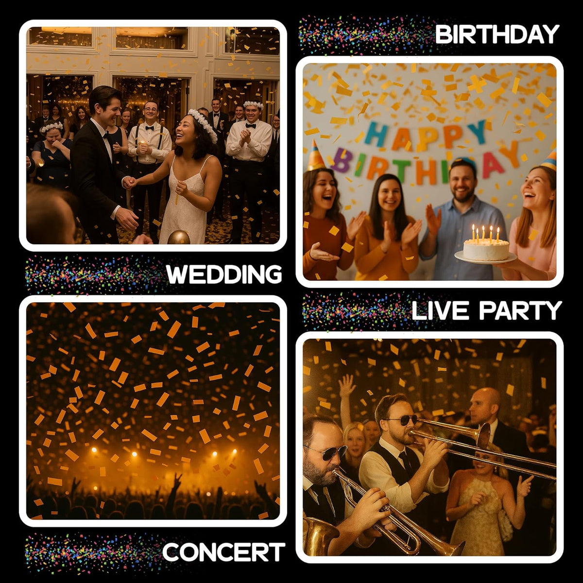 Orange Tissue Paper Confetti - Rectangular Fluttering Biodegradable Confetti for Cannon and