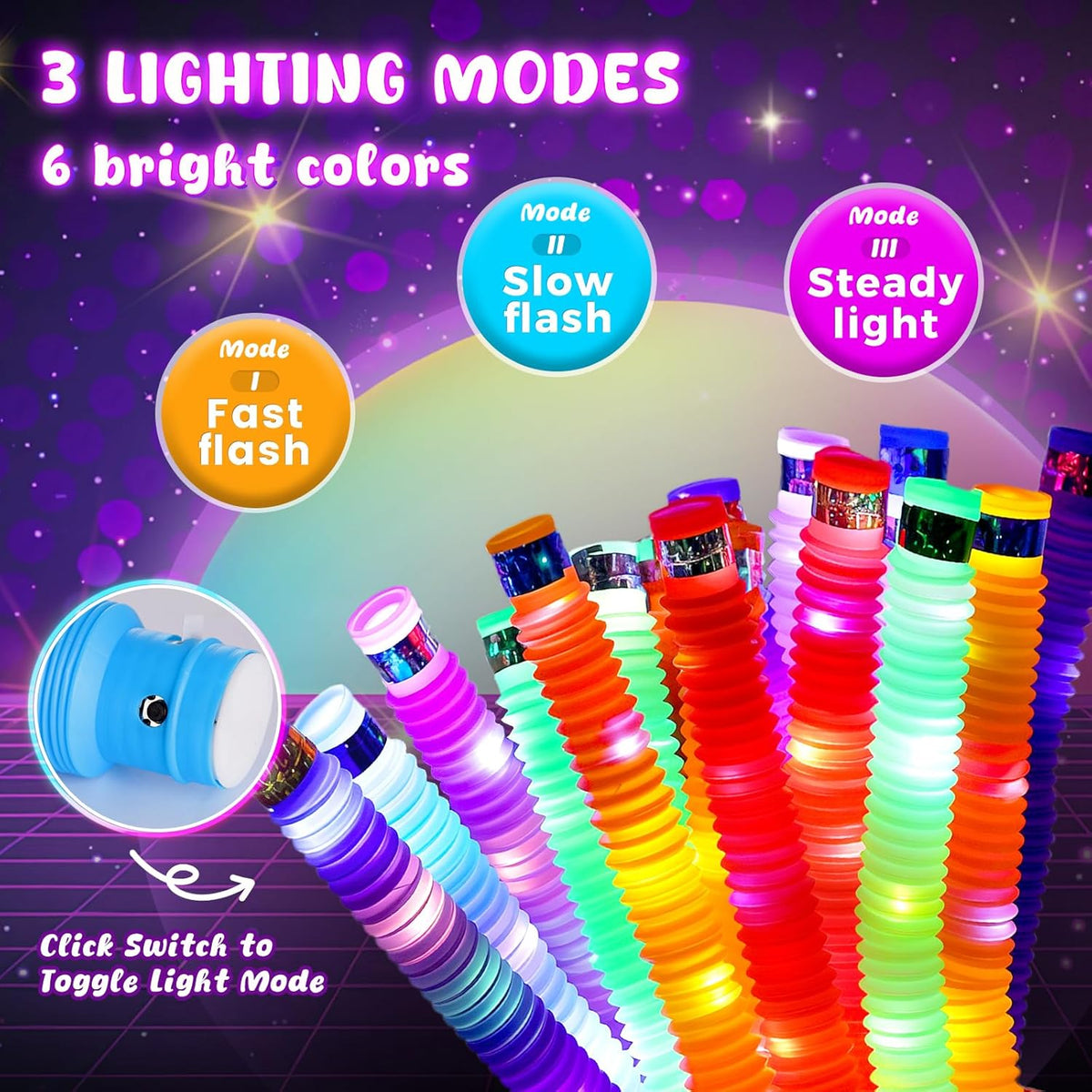 LovesTown 12PCS Glow Sticks Party Favors for Kids, Glow in the Dark Party Supplies, Light Up Pop